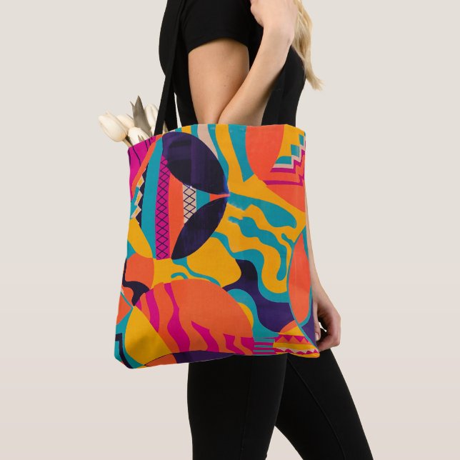 Genuine Colourful Abstract Painting Tote Bag (Close Up)