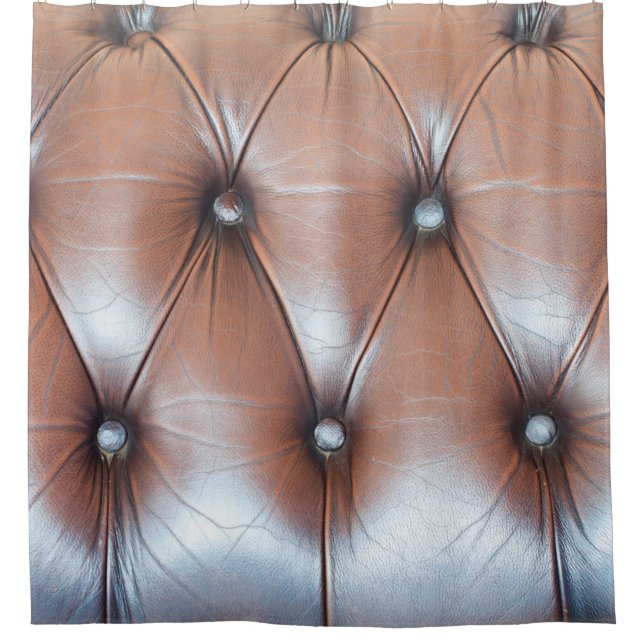 Genuine leather upholstery background,  luxury dec shower curtain (Front)