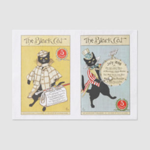 Genuine (not AI) Vintage Black Cat Magazine Covers Tissue Paper