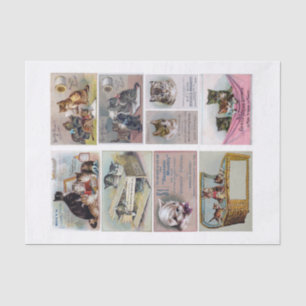 Genuine (not AI) Vintage Cat Themed Trade Cards Tissue Paper