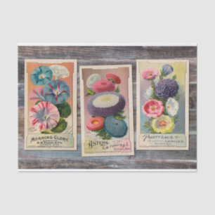 Genuine (not AI) Vintage Flower Seed Packets Wood Tissue Paper
