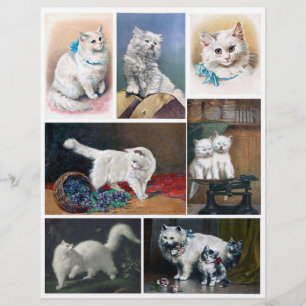 Genuine (not AI) Vintage White Cat Paintings