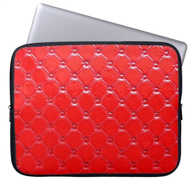 Genuine red leather upholstery. laptop sleeve (Front)