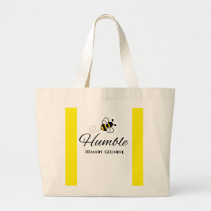 GENUINE YOU CANARY YELLOW STRIPES BEE HUMBLE BEACH LARGE TOTE BAG