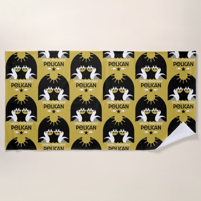 Genus Pelecanus Bird Art    Beach Towel (Front)