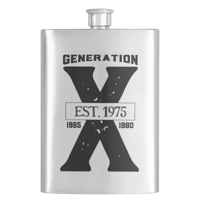 GenX Black Personalised Large Classic Flask (Front)