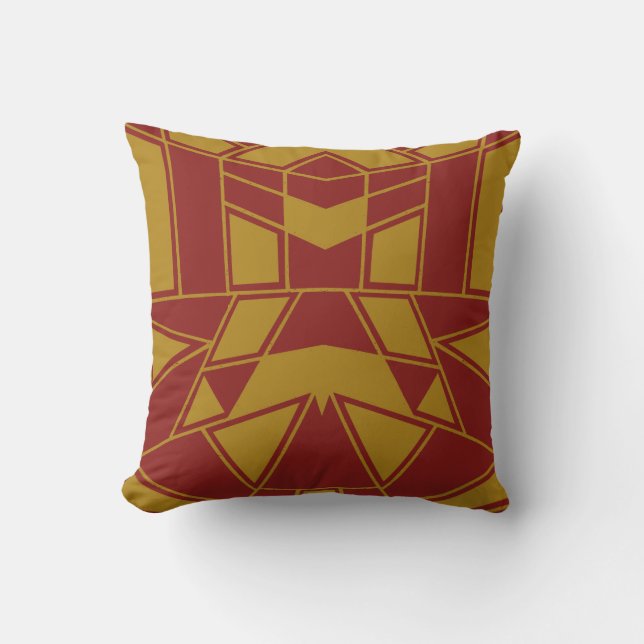 Geo #545 Gold & Red Cushion (Front)