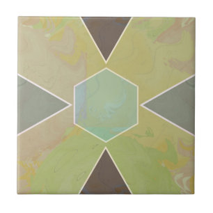 Geo Abstract Pastel Marble Olive Green Tile