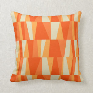 Geo Abstract Triangle Patchwork tiger lily pumpkin Cushion