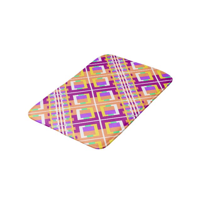 Geo Blue Yellow Green Bath Mat (Angled)