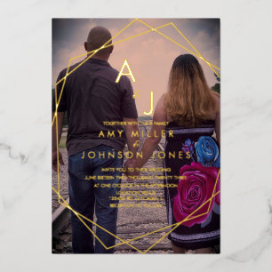 Geo Border Gold Border Photo Wedding Pressed    