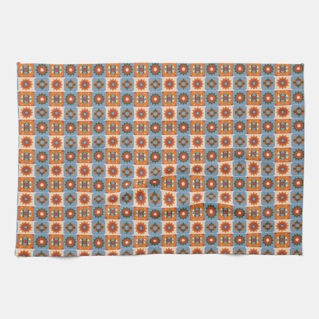 Geo-Celestial Repeat Pattern Tea Towel (Horizontal)