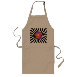 Geo Centre Black White Wavy Khaki Long Apron