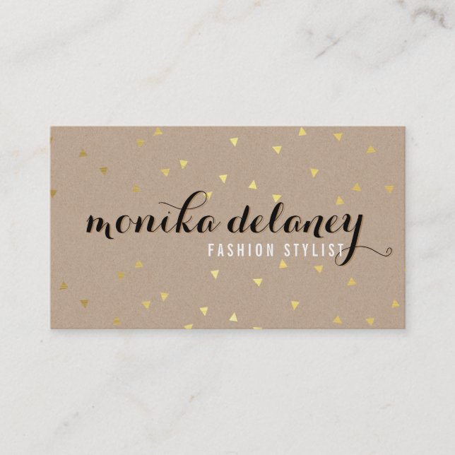 GEO CONFETTI GOLD stylish trendy cool kraft black Business Card (Front)
