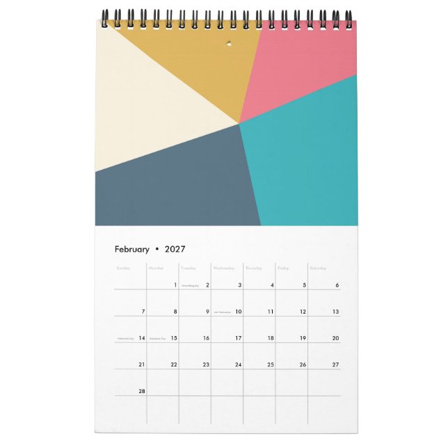 Geo Design Pastell Calendar (Feb 2027)