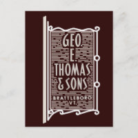 Geo. E. Thomas & Sons Brattleboro VT Logo Postcard