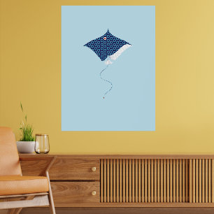 Geo Eagle Ray Poster – Minimalist Ocean Buddy