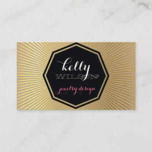 GEO EMBLEM logo retro sunburst gold foil black Business Card