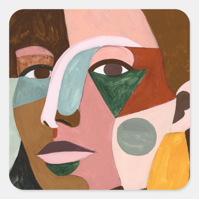 Geo Face Square Sticker (Front)