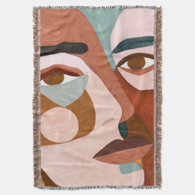 Geo Face Upclose Throw Blanket (Front Vertical)