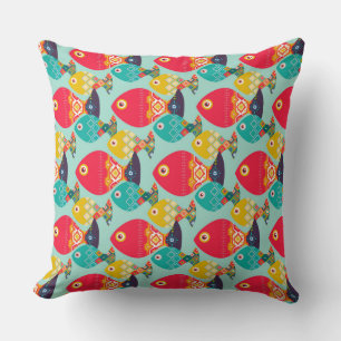 geo fish mint cushion