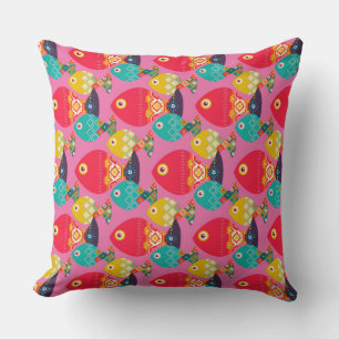 geo fish pink cushion