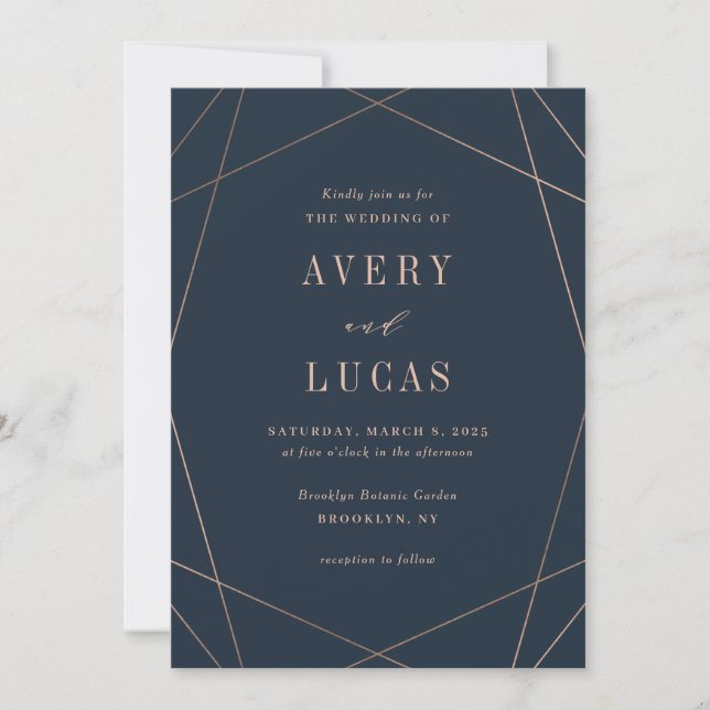 Geo Frame EDITABLE COLOR Wedding Invitation GEO (Front)