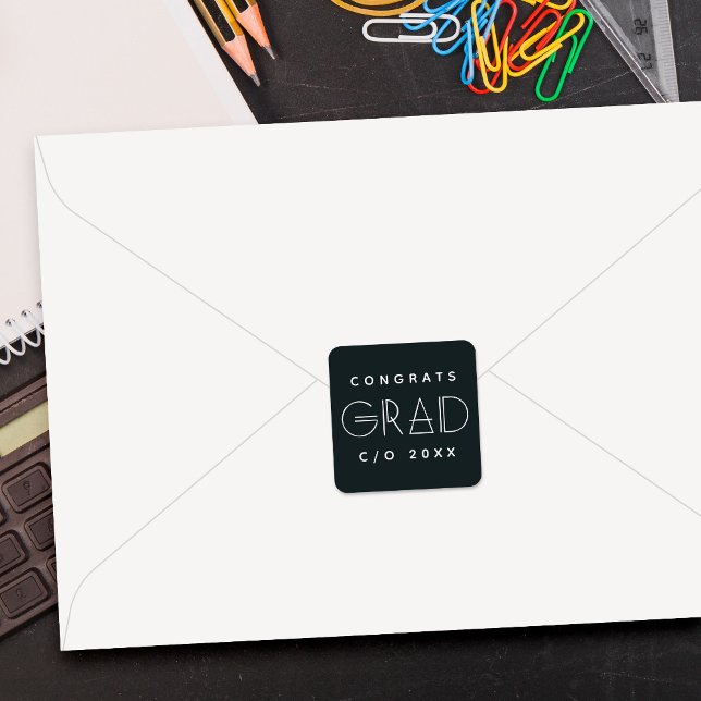 Geo Grad Modern Typography Graduation Sticker (Creator Uploaded)