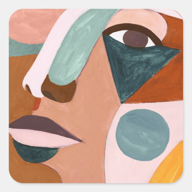 Geo Half Face Square Sticker (Front)