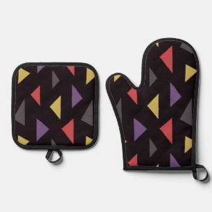 Geo Heat Multicolored Silver Quilted Oven Mitt & Pot Holder Set