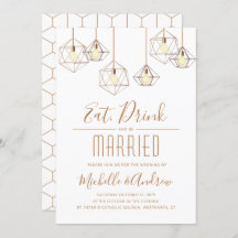 Geo Lights Eat Drink and be Married White Wedding