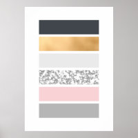 Geo Lines - Slate Gold Marble and Pink