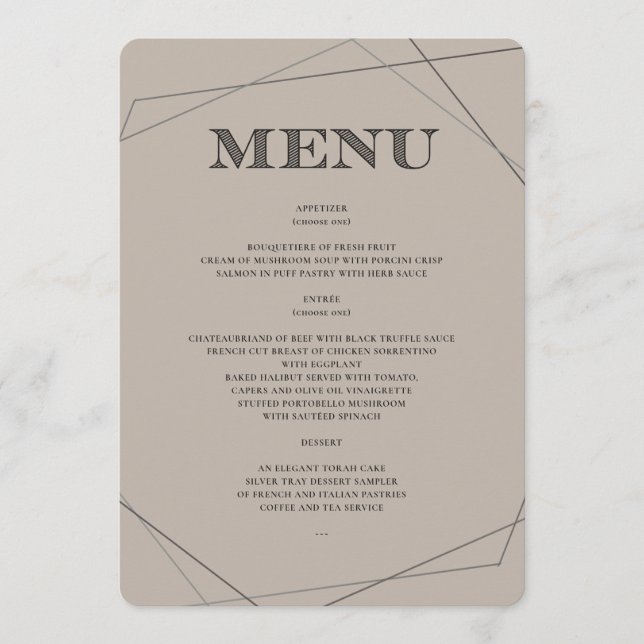 Geo Modern Bar/Bat Mitzvah Menu (Front)