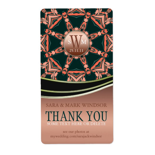Geo Star Monogram Thank You Sticker Labels (Front)