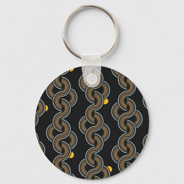 Geo Stripe: Trendy Vintage Design Key Ring (Front)