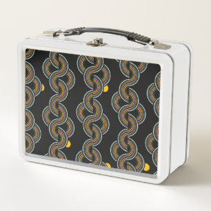 Geo Stripe: Trendy Vintage Design Metal Lunch Box