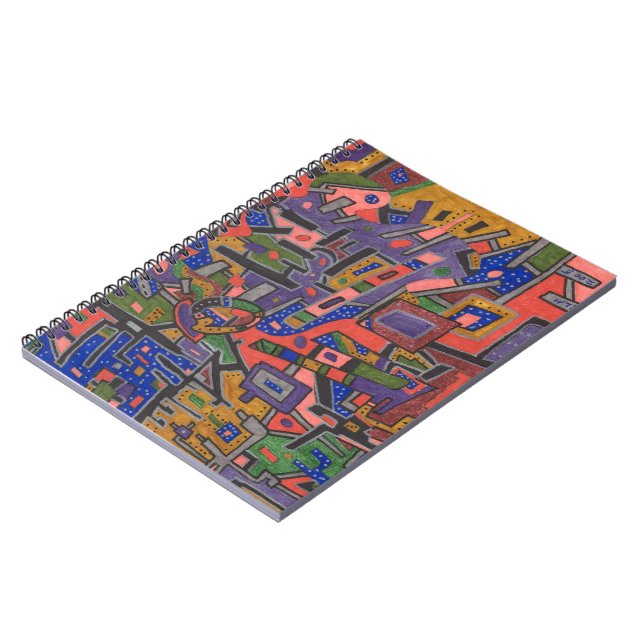 "Geo-Tech" Abstract Art Spiral Notebook (Left Side)