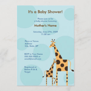 Geo the Giraffe Baby Shower Invitation- Blue Invitation