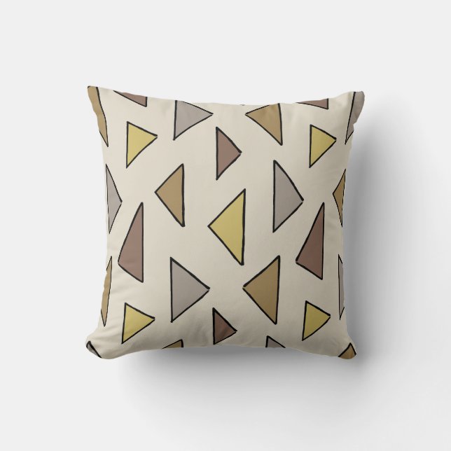 Geo Triangles Warm Neutral Throw Pillow (Front)