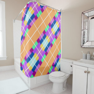 Geo Yellow Purple Violet Bue Shower Curtain