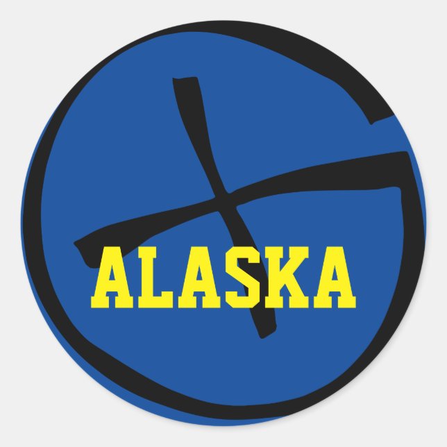 Geocache Alaska Yellow/Blue Classic Round Sticker (Front)