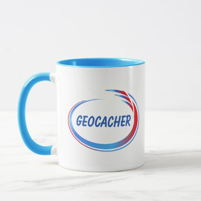 Geocacher Blue and Red Splash Mug (Left)