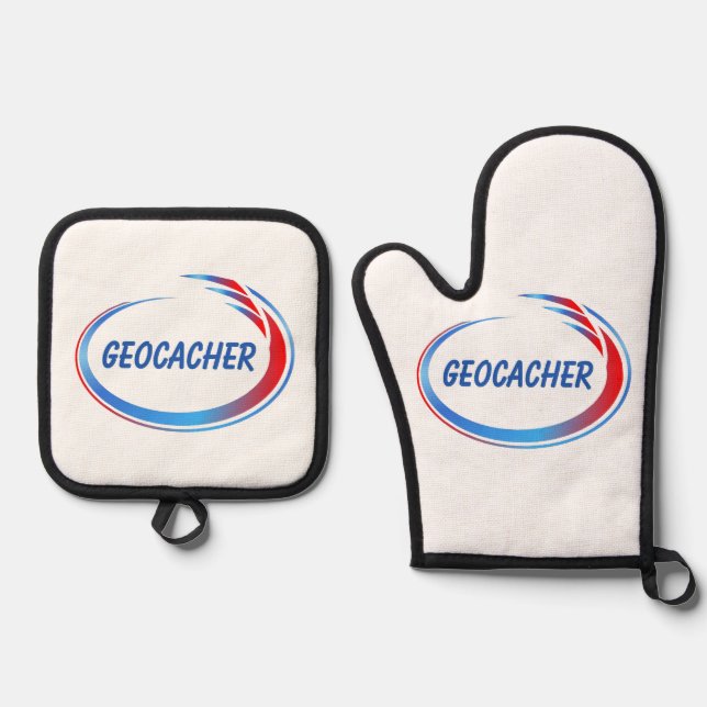 Geocacher Green Splash Oven Mitt & Pot Holder Set (Front)