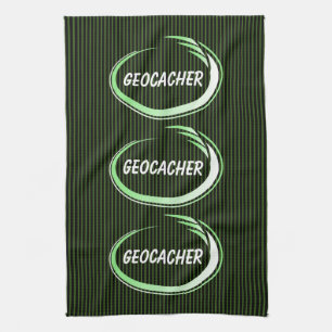 Geocacher Green Splash Tea Towel