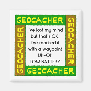 Geocacher Lost Mind In Green Magnet
