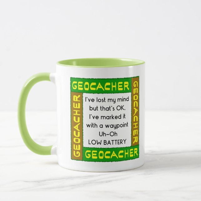 Geocacher Lost Mind In Green Mug (Left)