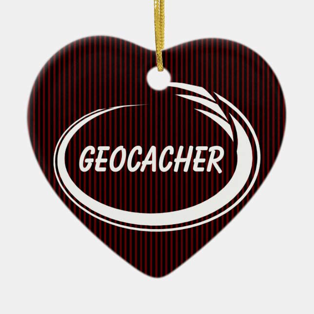 Geocacher White Splash Ceramic Tree Decoration (Front)