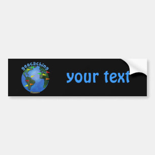 Geocaching Earth With Cache Flags Custom Bumper Sticker