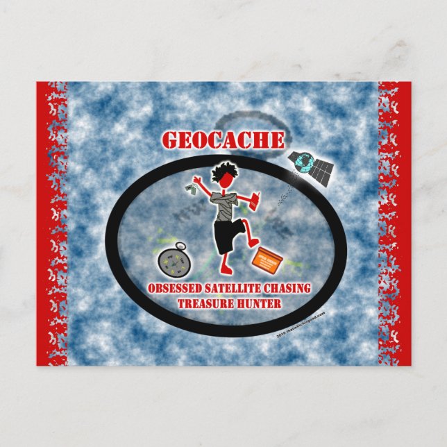 Geocaching  Obsessed Satellite Postcard (Front)