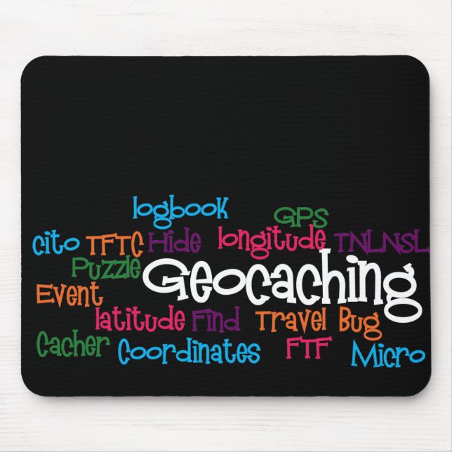 Geocaching Word Collage Mouse Pad (Front)